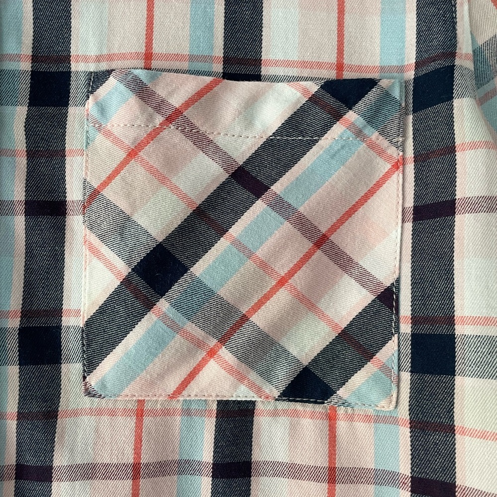Prince & Fox plaid blue pink and red button-down shirt long sleeve, Sz M - Picture 4 of 12